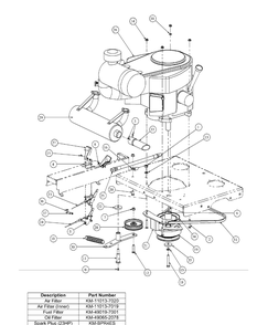 Kawasaki Engine Assembly Diagram and Parts List for M54-KW 53BB5DBW750-23-HP Cub Cadet Lawn Tractor